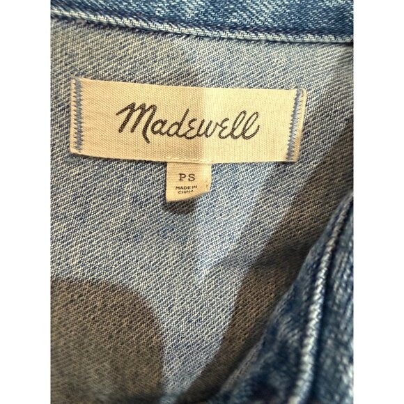 Madewell Size Petite Small Denim Jean Jumpsuit Pant Romper Long Sleeve - Picture 9 of 13